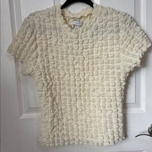 Topshop Cream Textured Blouse
